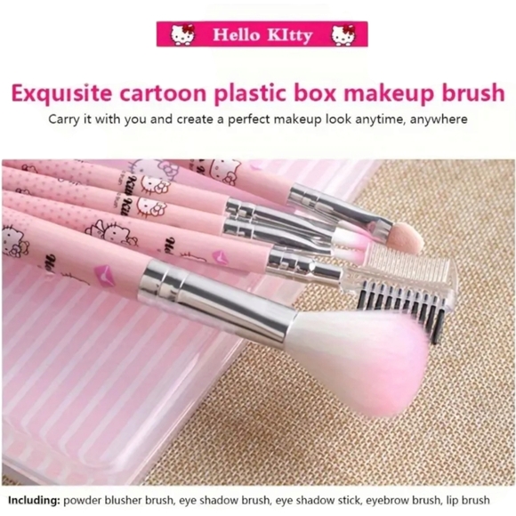 HELLO KITTY " Enjoy The  Life" 5-Piece Makeup Brush Set - Picture 7 of 10
